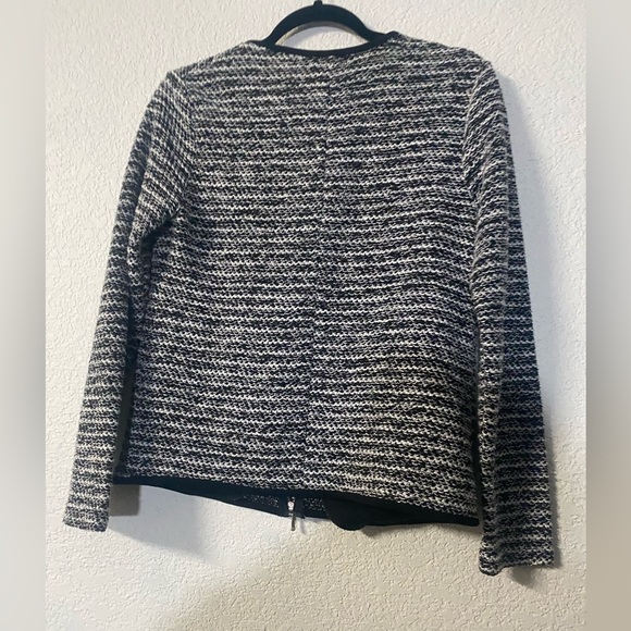 Roz & Ali Tweed zip long sleeve Jacket in black and cream - Picture 3 of 7